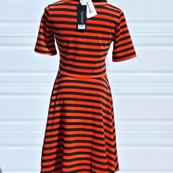 Orange/Black Striped Voodoo Vixen Fit and Flare Dress NWT - Picture 4 of 11